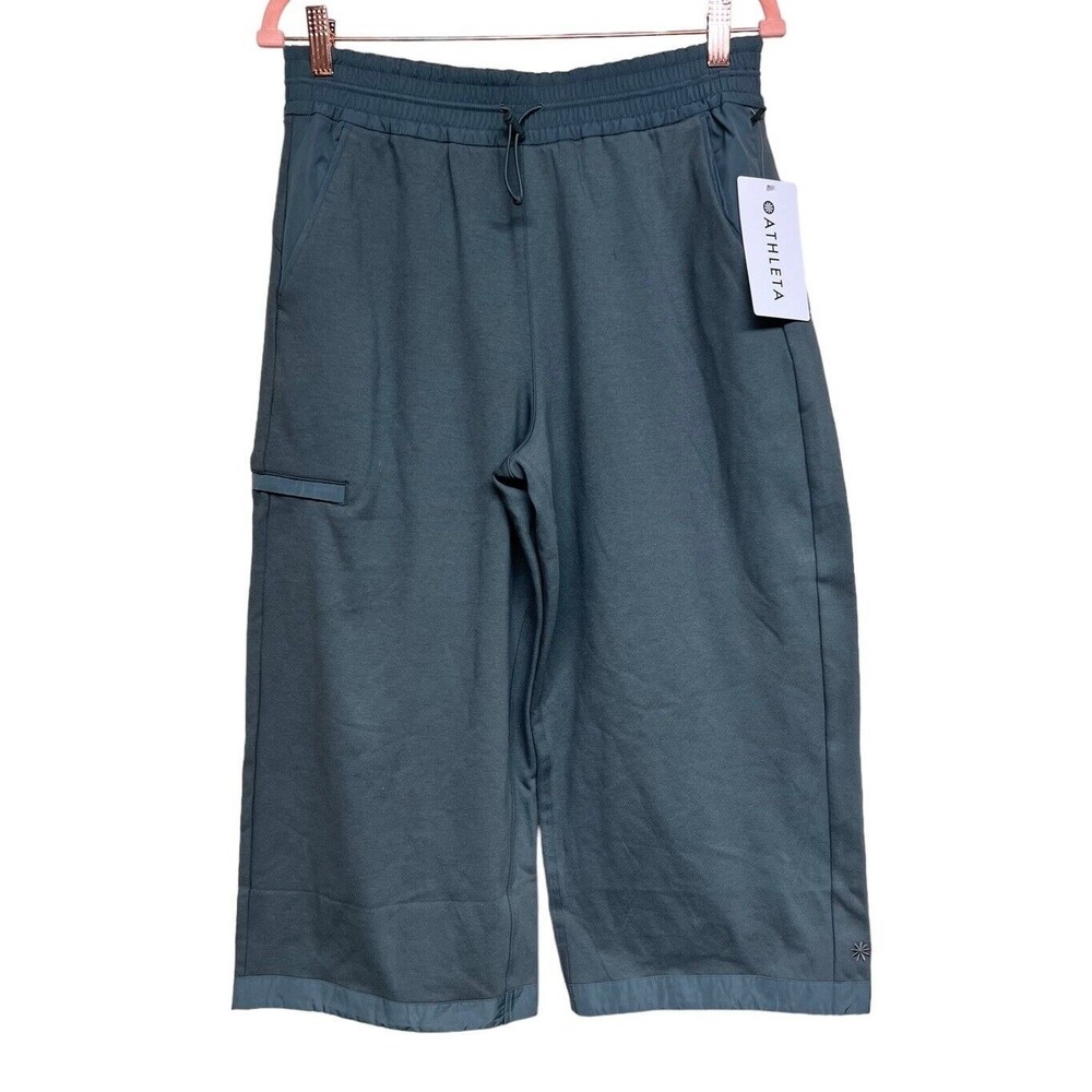 Athleta Triumph Hybrid Wide Leg Crop Pants Bali Green Women’s Size Medium